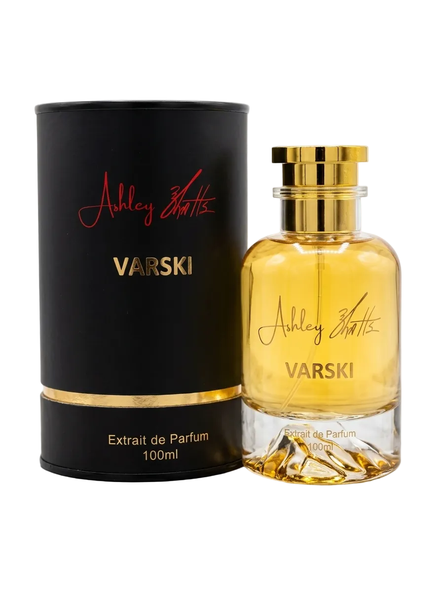 Varski perfume bottle and packaging on a marble surface